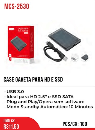 Case Gaveta Para HD e SSD 100pç=11,5$