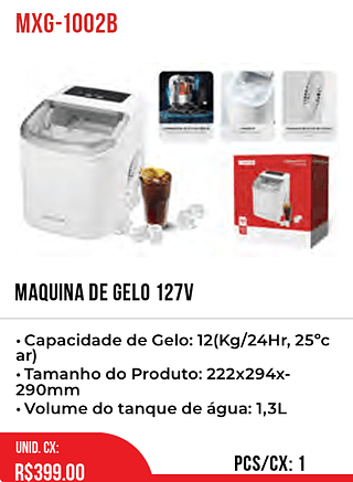 MAQUINA DE GELO 127V 1pç399$