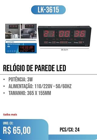 RELÓGIO de parede led 24pç=65$