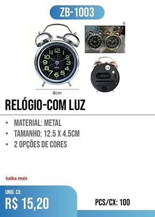 relógio-com luz 100pç=15,20$