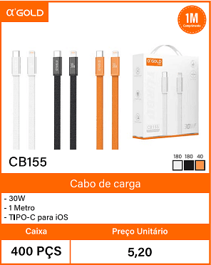 Cabo de carga Caixa 400 PCS Preco Unitario 5,20