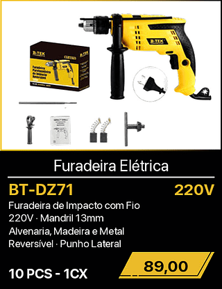 Furadeira Elétrica 220V 10PCS R$89,00