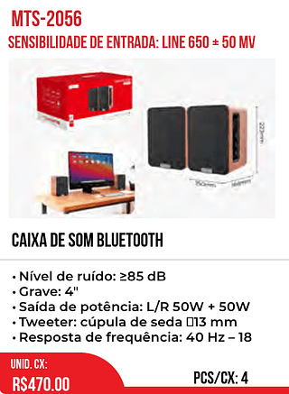 CAIXA DE SOM BLUETOOTH 4pç=470$