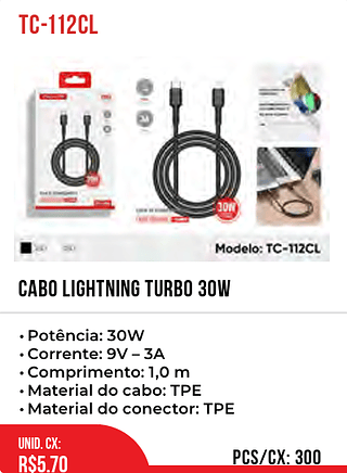 CABO LIGHTNING TURBO 30W 300pç=5,7$