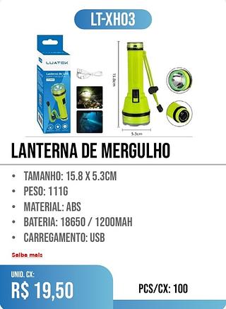 Lanterna de mergulho 100pç=19,50$