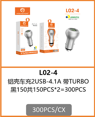 FONTE VEICULAR 2USB-4.1A 300PCS/CX R$:7,26