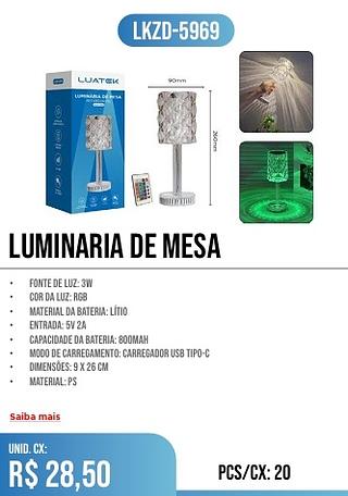 LUMINARIA DE MESA 20pç=28,50$