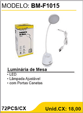 Luminária de Mesa 72PCS/CX Unid.CX: 18,00