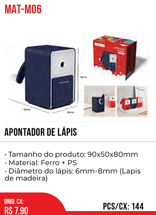 APONTADOR DE LÁPIS 144pç=7,9$