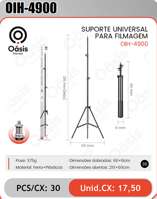 SUPORTE UNIVERSALPARA FILMAGEM PCS/CX: 30 Unid.CX: 17,50