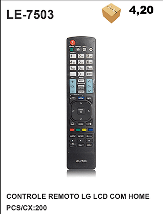 CONTROLE REMOTO LG LCD COM HOME 200PÇ=4,2$