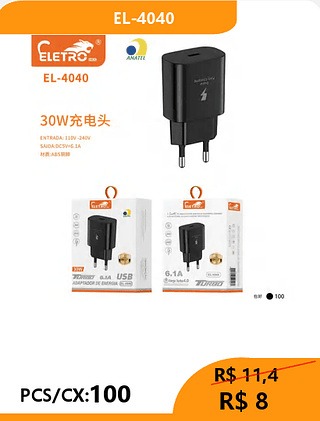 FONTE USB-C PCS/CX:100 R$8