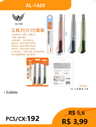 Estilete PCS/CX:192 R$ 3,99