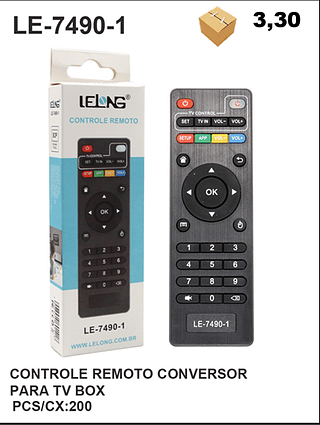 CONTROLE REMOTO CONVERSOR PARA TV BOX 200PÇ=3,3$