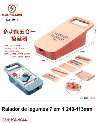 Ralador de legumes 7 em 1 240-113mm R$ 10,8 PCS/CX: 100