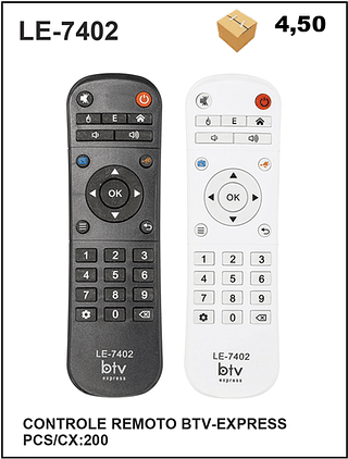CONTROLE REMOTO BTV-EXPRESS 200pç=4,5$