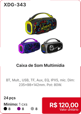 Caixa de Som Multimídia 24 pçs R$ 120.00