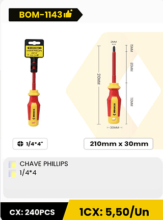 CHAVE PHILLIPS 1/4*4 CX: 240PCS 1CX: 5,50/Un