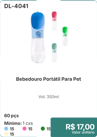 Bebedouro Portátil Para Pet 60 pçs R$ 17.00