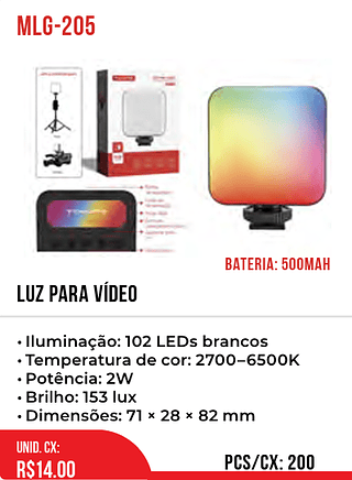 LUZ PARA VÍDEO 200pç=14$