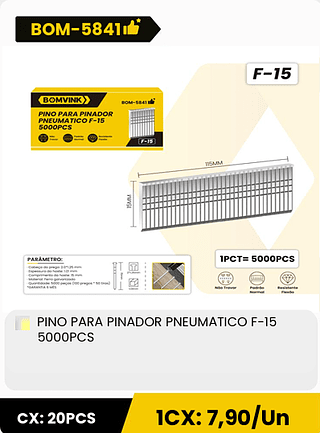 PINO PARA PINADOR PNEUMATICO F-15 5000PCS CX: 20PCS 1CX: 7,90/Un