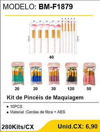 Kit de Pincéis de Maquiagem 280Kits/CX Unid.CX: 6,90