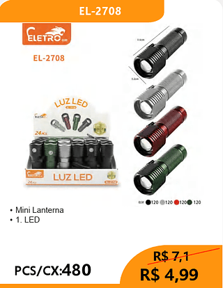 Mini Lanterna PCS/CX:480 R$4,99