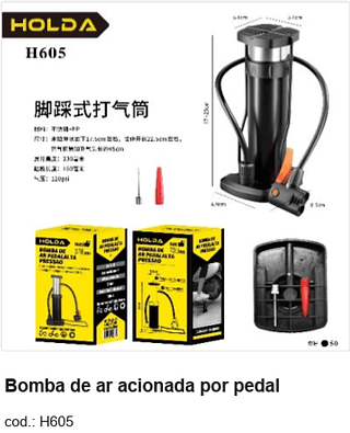Bomba de ar acionada por pedal R$ 12,6 PC/CX:50