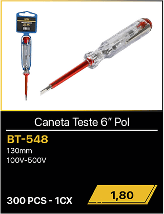 Caneta Teste 6” Pol 300PCS R$1,80