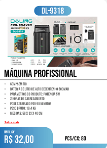 máquina profissional PCS/CX: 80 UNID. CX: r$ 32,00