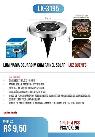 LUMINARIA DE JARDIM COM PAINEL SOLAR - luz quente 96pç=9,50$