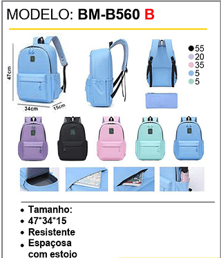 MOCHILA 120PCS/CX Unid.CX: 27,00