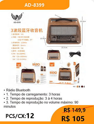 RÁDIO PCS/CX:12 R$105