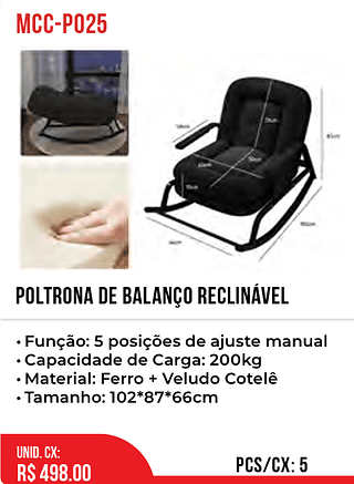 Poltrona De Balanço Reclinável 5pç=498$