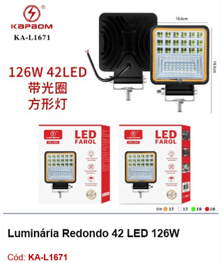 Luminária Redondo 42 LED 126W R$ 18 PCS/CX: 50