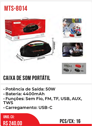 Caixa De Som Portátil 16pç=240