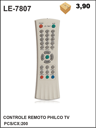 CONTROLE REMOTO PHILCO TV 200PÇ=3,9$