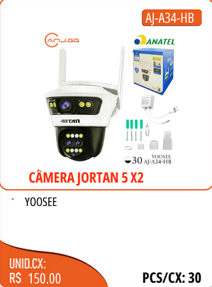 YOOSEE CAMERAJORTAN 5X2 UNID.CX:RS 150.00 PCS/CX:30