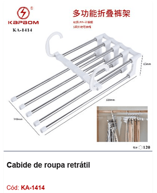 Cabide de roupa retrátil R$ 12,15 PCS/CX:120