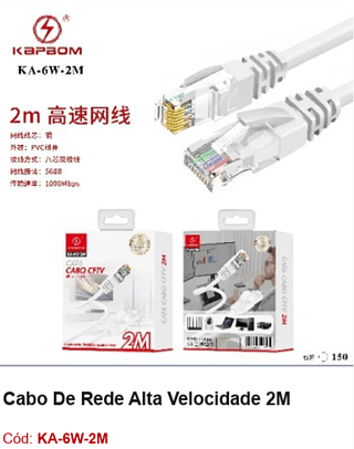 Cabo De Rede Alta Velocidade 2M R$ 5,85 PCS/cx:150