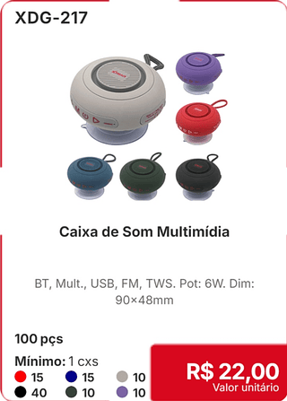 Caixa de Som Multimídia 100 pçs R$ 22,00