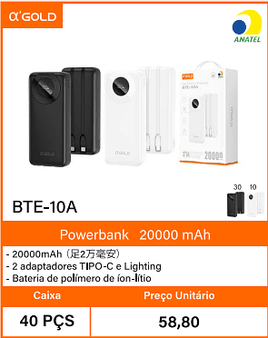 Powerbank20000 mAh Caixa 40 PCS Preco Unitario 58,80