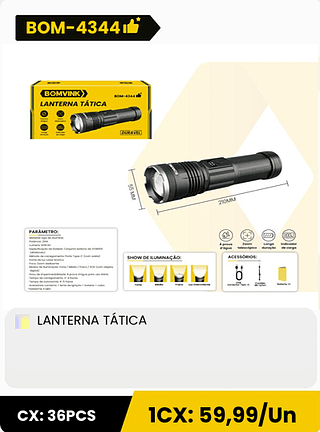LANTERNA TÁTICA CX: 36PCS 1CX: 59,99/Un