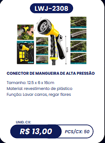 CONECTOR DE MANGUEIRA DE ALTA PRESSÃO UNID. CX: R$ 13,00 PCS/CX: 50