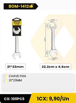 CHAVE FIXA 21*23MM CX: 100PCS 1CX: 9,90/Un