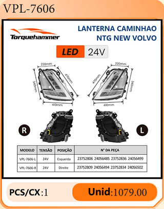 LANTERNA CAMINHAO NTG NEW VOLVO PCS/CX:1 Unid:1079.00