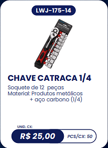 CHAVE CATRACA 1/4 UNID. CX: R$ 25,00 PCS/CX: 50