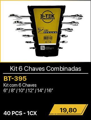 Kit 6 Chaves Combinadas 40PCS R$19,80