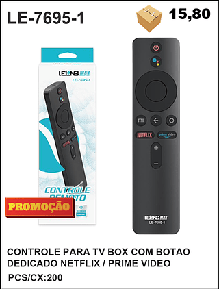 CONTROLE PARA TV BOX COM BOTAO DEDICADO NETFLIX / PRIME VIDEO 200PÇ=15,8$