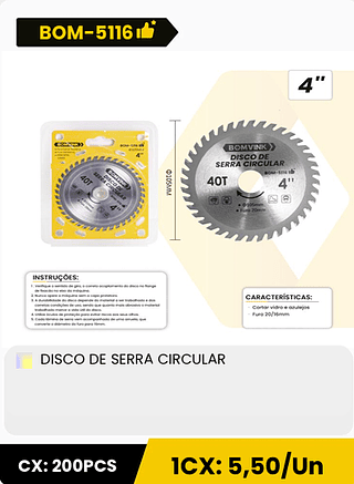 DISCO DE SERRA CIRCULAR CX: 200PCS 1CX: 5,50/Un